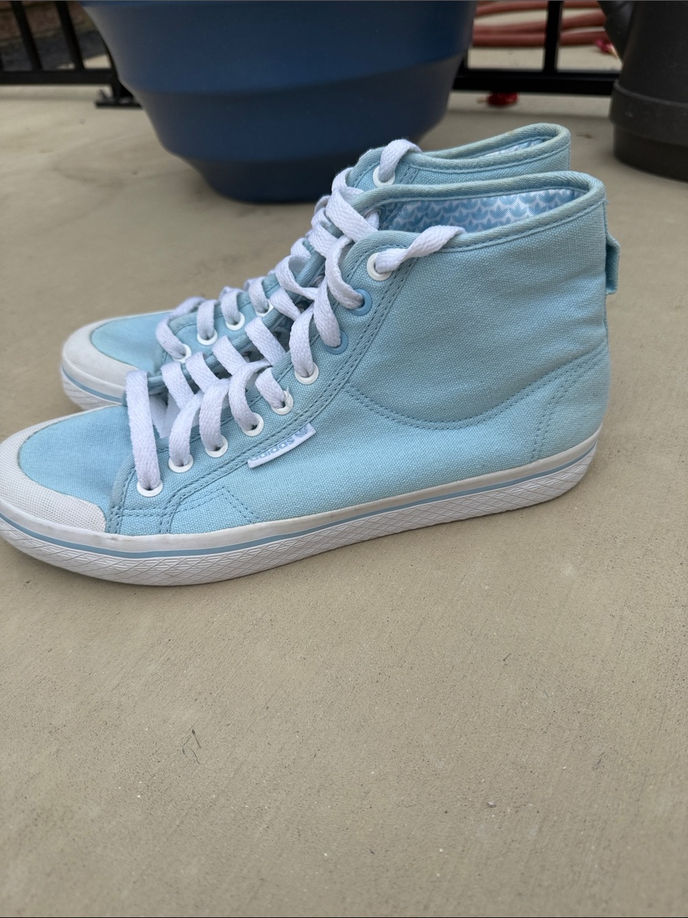 adidas Honey mid sneakers Light Blue High-Top Canvas Sneakers with White Accents